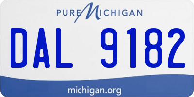 MI license plate DAL9182