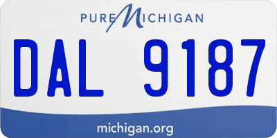 MI license plate DAL9187