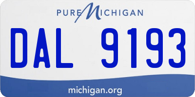 MI license plate DAL9193