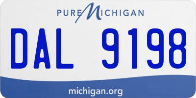MI license plate DAL9198