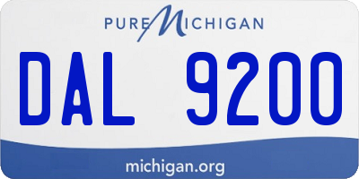 MI license plate DAL9200