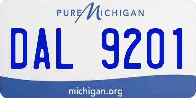 MI license plate DAL9201