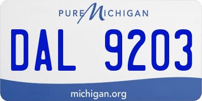MI license plate DAL9203