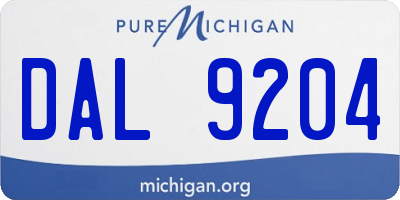 MI license plate DAL9204