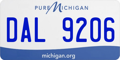 MI license plate DAL9206