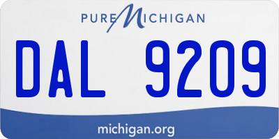 MI license plate DAL9209