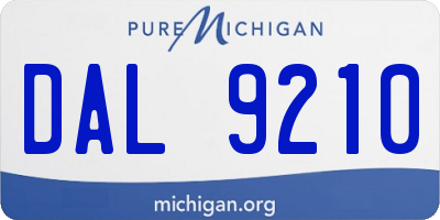 MI license plate DAL9210