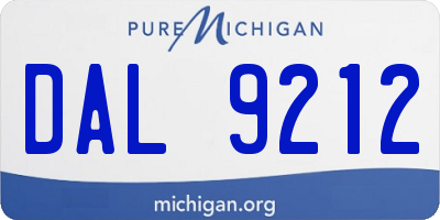 MI license plate DAL9212