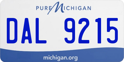 MI license plate DAL9215