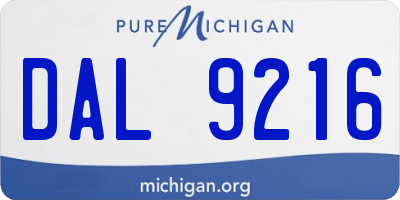 MI license plate DAL9216