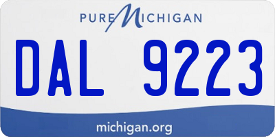 MI license plate DAL9223