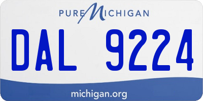 MI license plate DAL9224