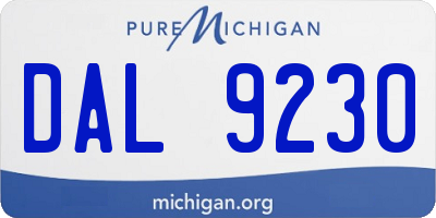 MI license plate DAL9230