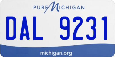 MI license plate DAL9231