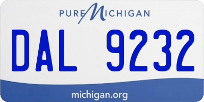 MI license plate DAL9232