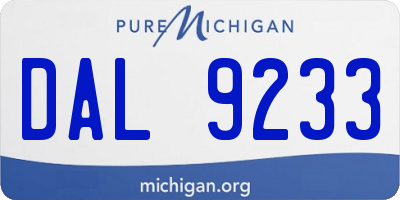 MI license plate DAL9233