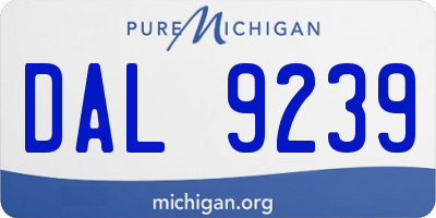 MI license plate DAL9239