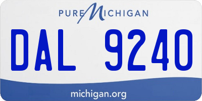 MI license plate DAL9240