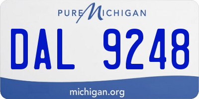 MI license plate DAL9248