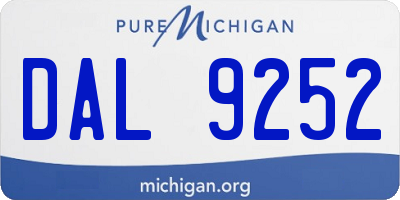 MI license plate DAL9252