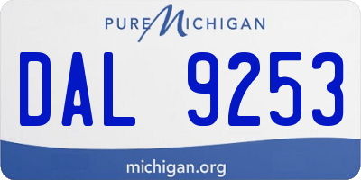 MI license plate DAL9253