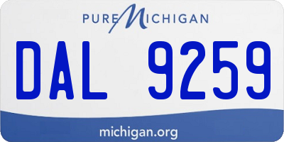 MI license plate DAL9259