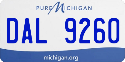 MI license plate DAL9260