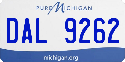 MI license plate DAL9262