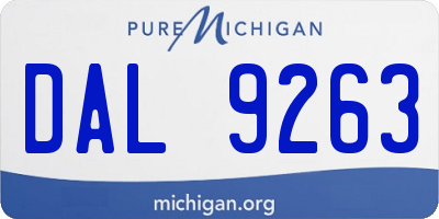 MI license plate DAL9263