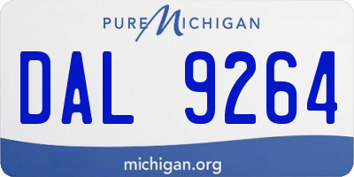 MI license plate DAL9264