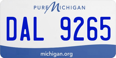 MI license plate DAL9265