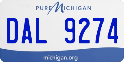 MI license plate DAL9274