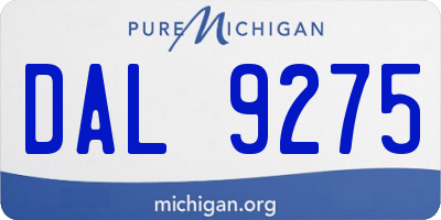 MI license plate DAL9275