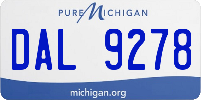MI license plate DAL9278