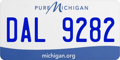 MI license plate DAL9282