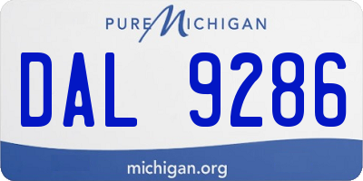MI license plate DAL9286