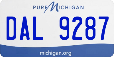 MI license plate DAL9287