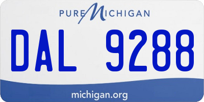 MI license plate DAL9288