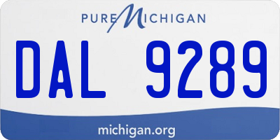 MI license plate DAL9289