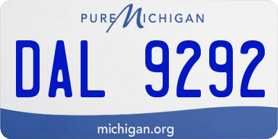 MI license plate DAL9292