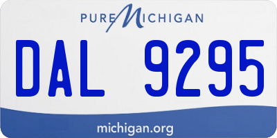 MI license plate DAL9295