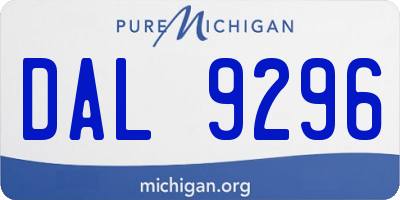 MI license plate DAL9296