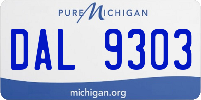 MI license plate DAL9303