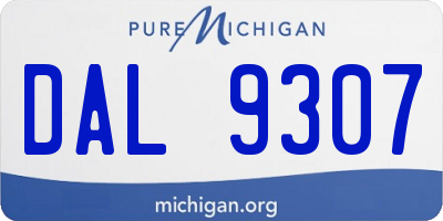 MI license plate DAL9307