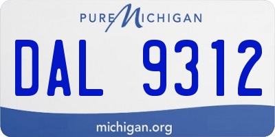 MI license plate DAL9312
