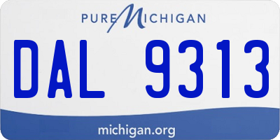 MI license plate DAL9313