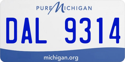 MI license plate DAL9314