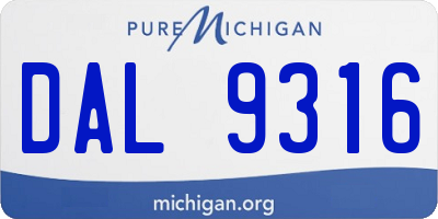MI license plate DAL9316