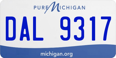 MI license plate DAL9317