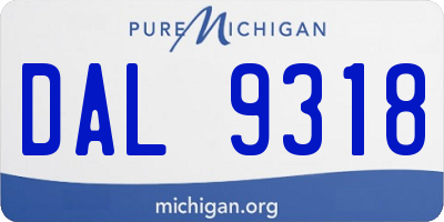 MI license plate DAL9318